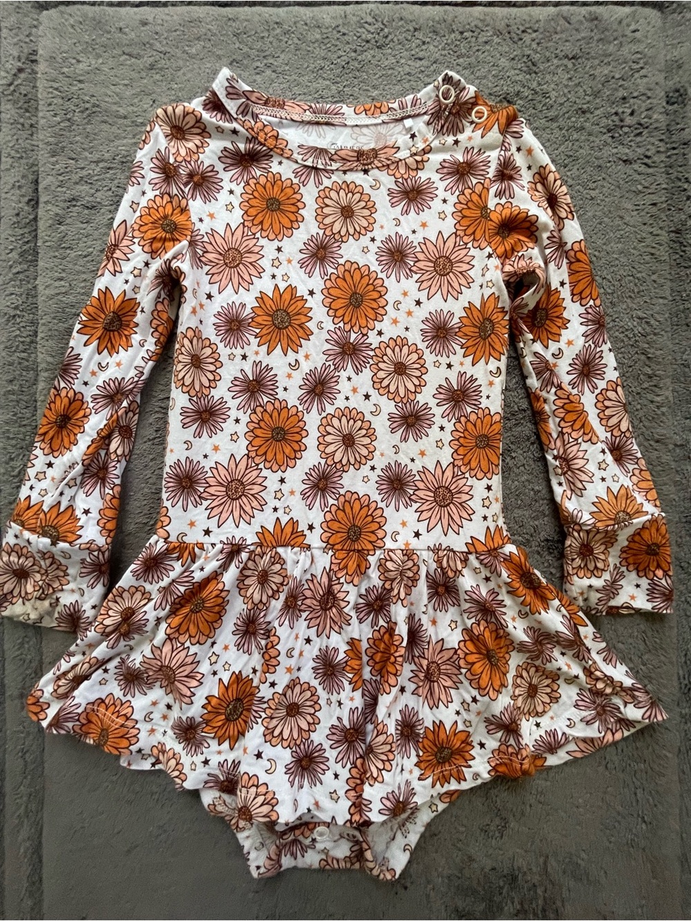 In My JammersGirls Floral Long-Sleeve Onesie Dress Bodysuit Bamboo 2t